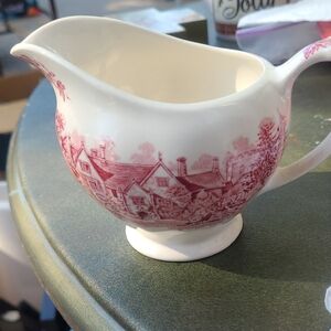 Charming Pink and White Ceramic Creamer